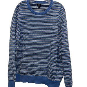 J. Crew NEW NWT blue Fair Isle Norwegian cotton crew neck mens sweater XL